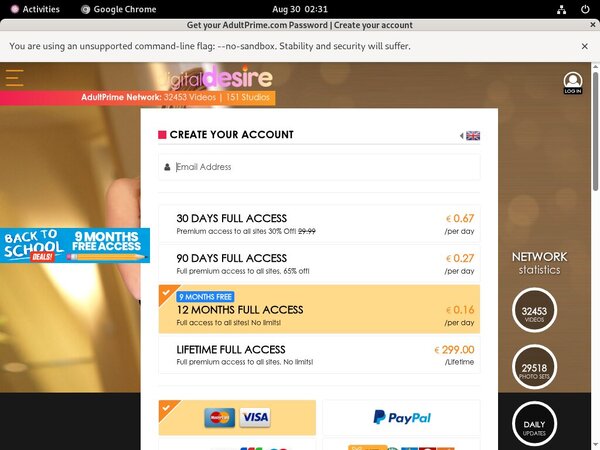 Digital Desire Password Info
